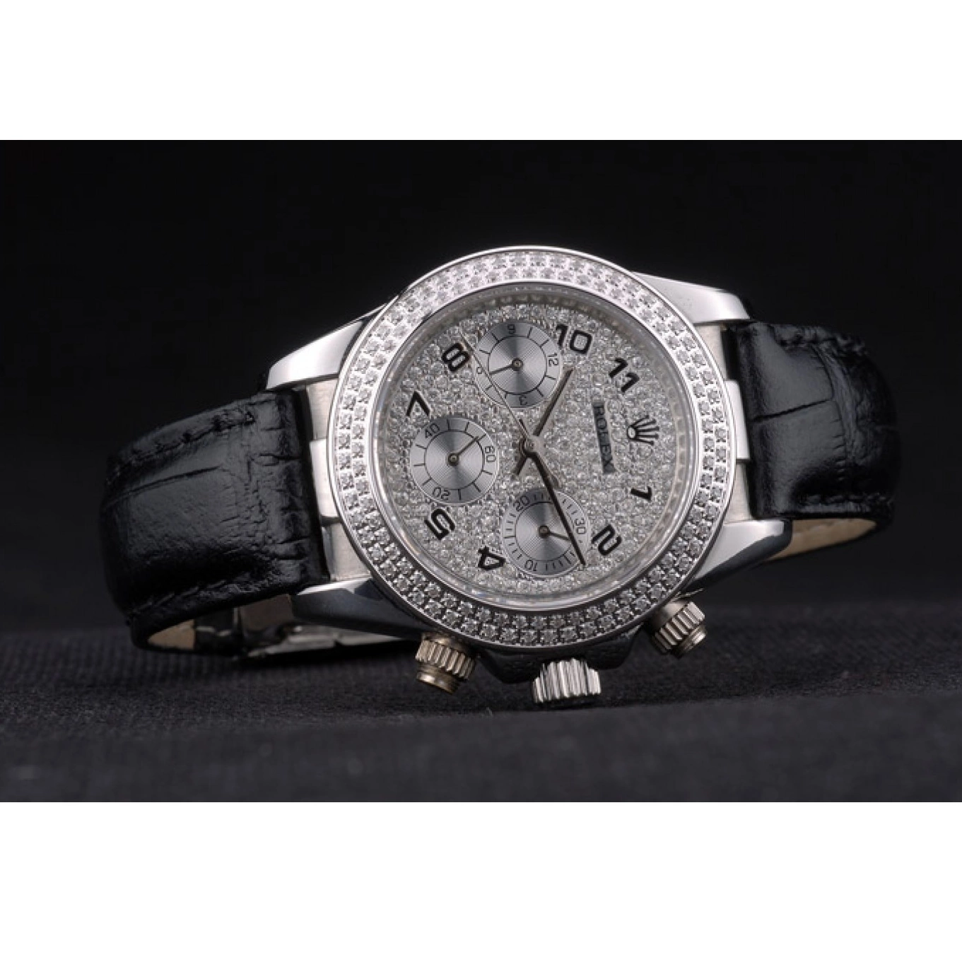 MiroTime 0719 Rolex Daytona Lady Stainless Steel Case Crystal Studded Bezel Crystal Studded Dial